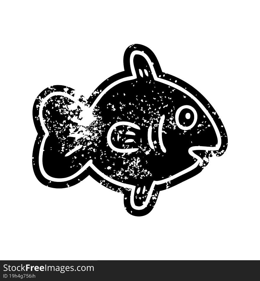 grunge icon drawing of a marine fish