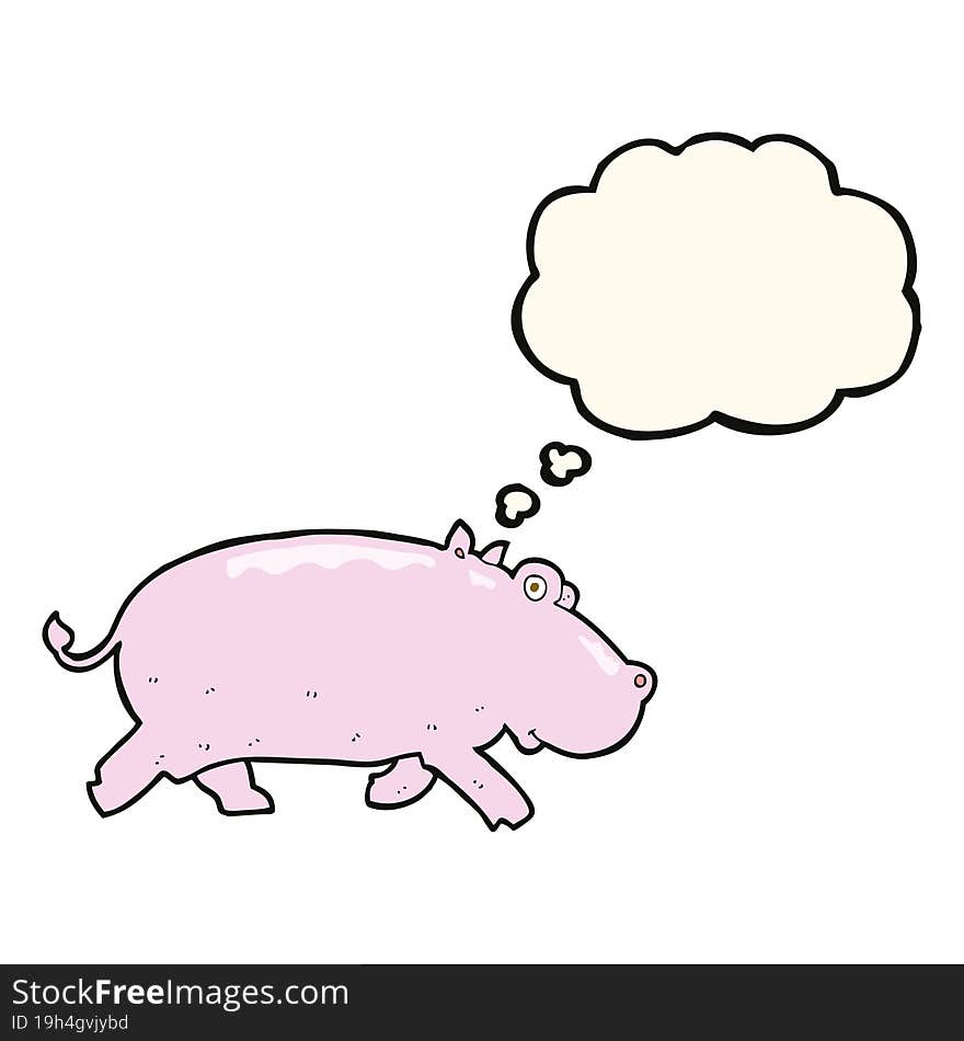 cartoon hippopotamus with thought bubble