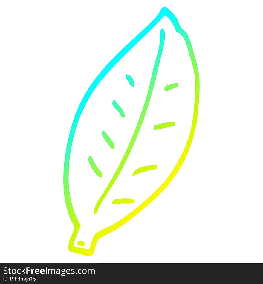 Cold Gradient Line Drawing Cartoon Leaf