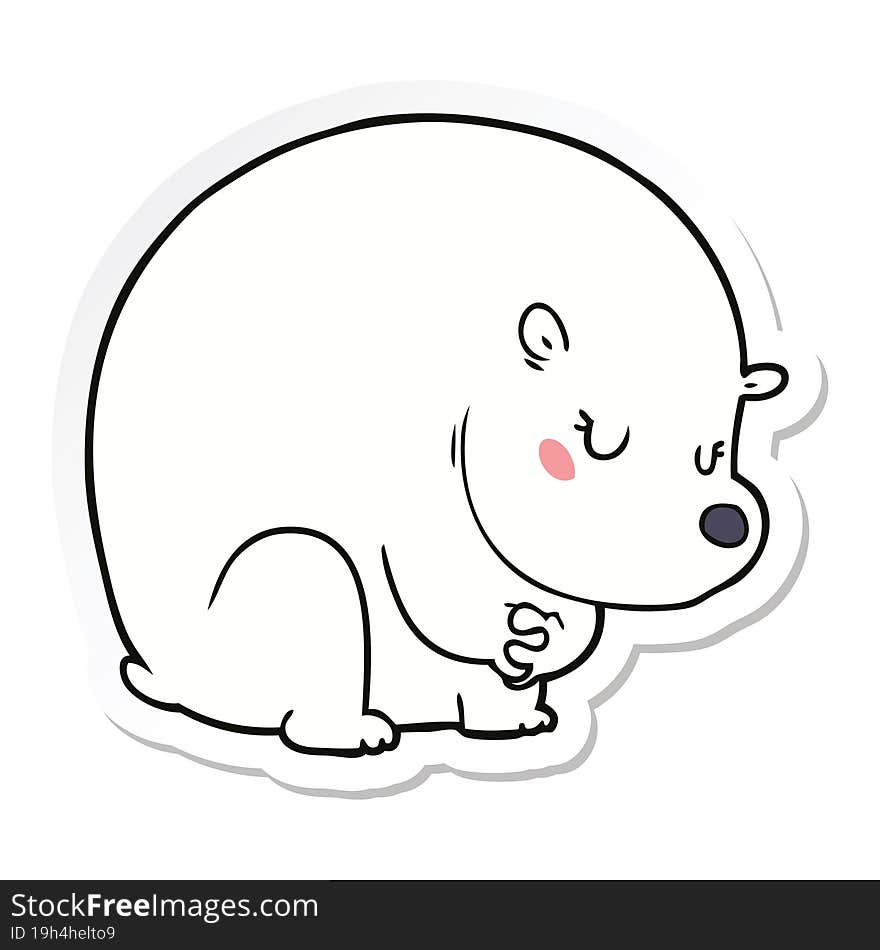 sticker of a cute cartoon polar bear