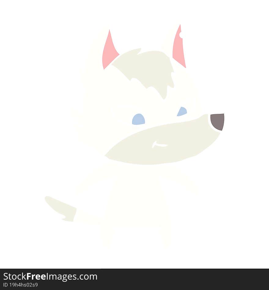 Friendly Flat Color Style Cartoon Wolf