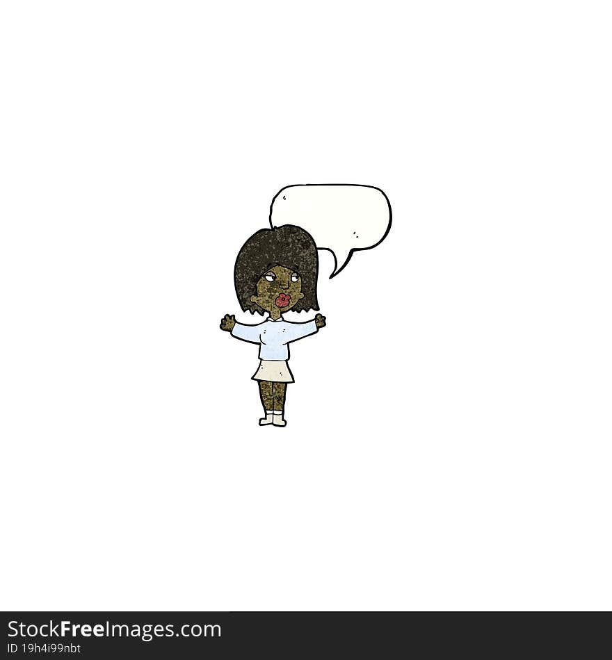 cartoon woman with speech bubble