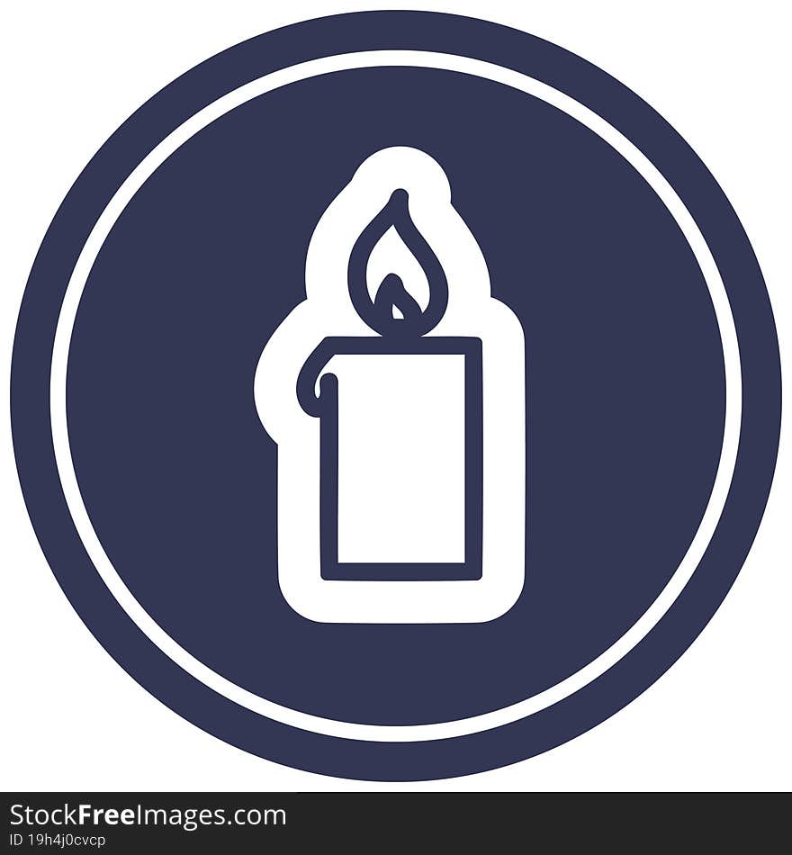 burning candle circular icon symbol