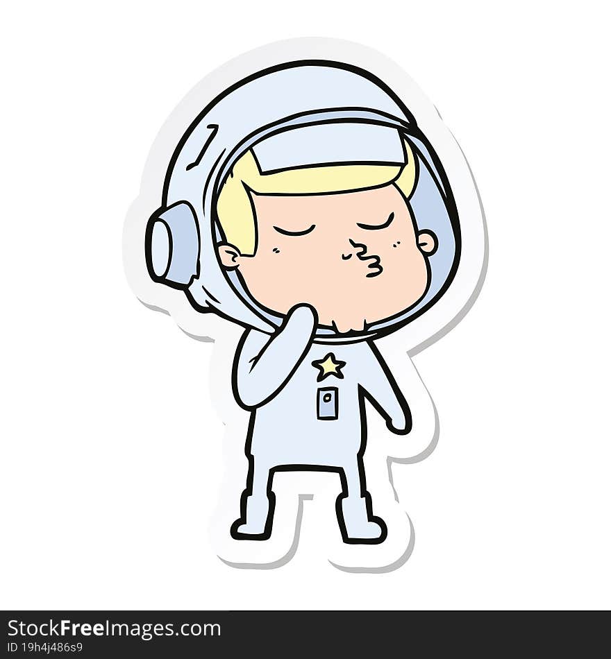 sticker of a cartoon confident astronaut