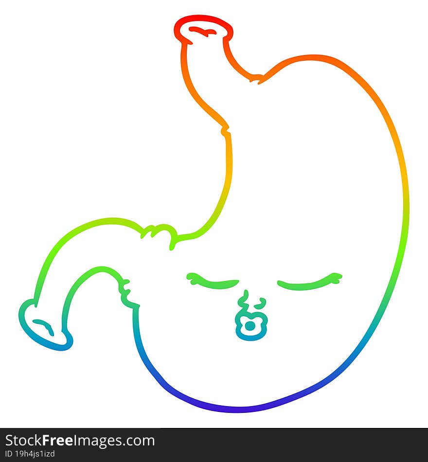 rainbow gradient line drawing of a cartoon stomach