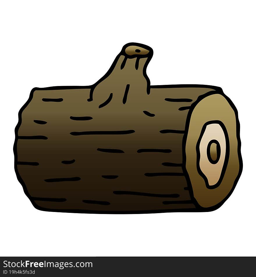 Quirky Gradient Shaded Cartoon Wooden Log