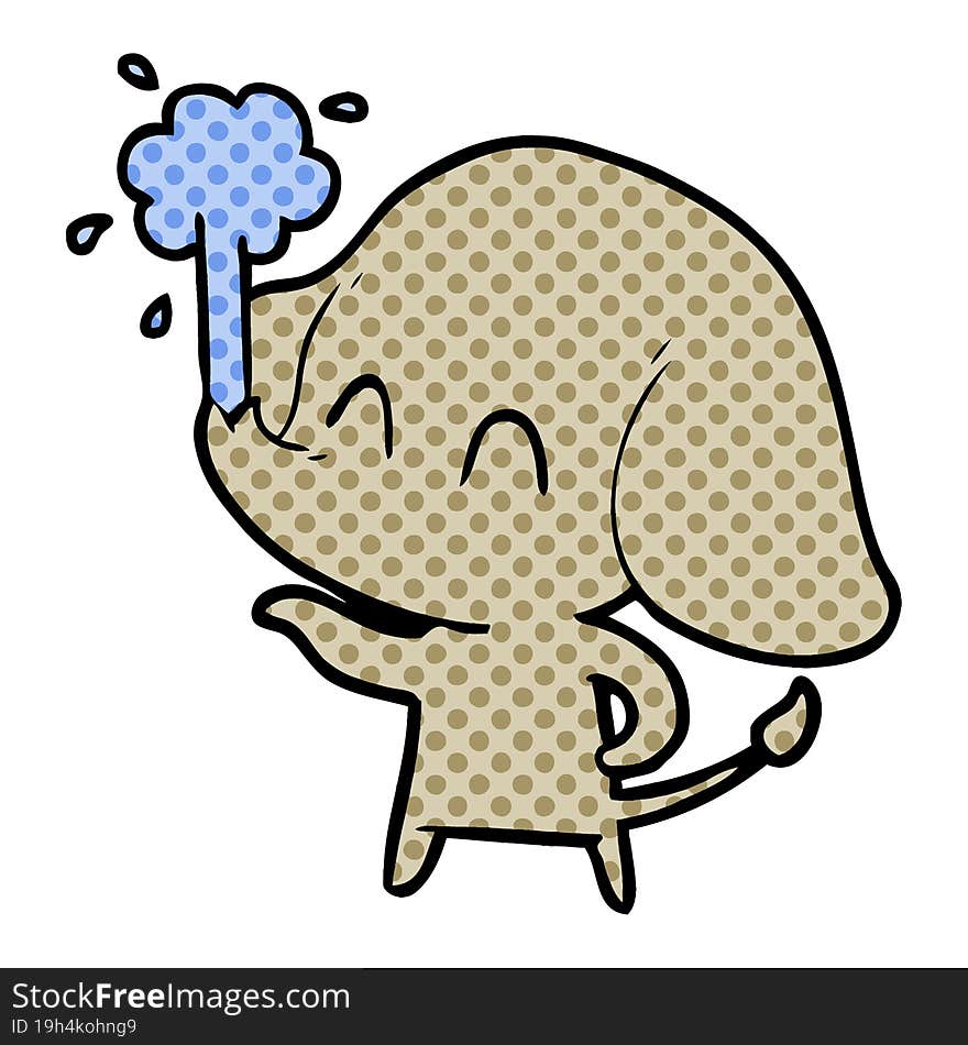 cute cartoon elephant spouting water. cute cartoon elephant spouting water