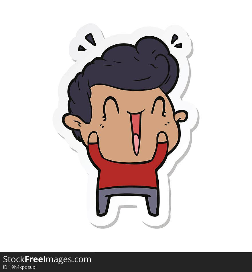 Sticker Of A Cartoon Happy Man