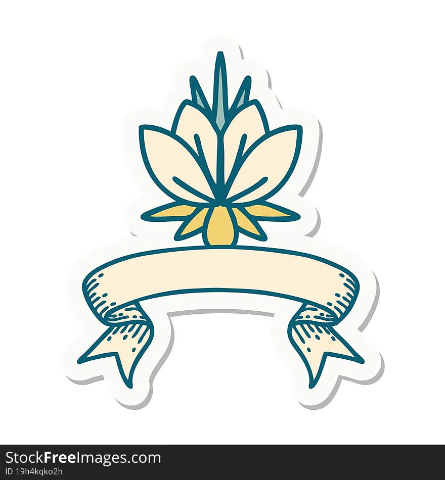 tattoo sticker with banner of a water lily