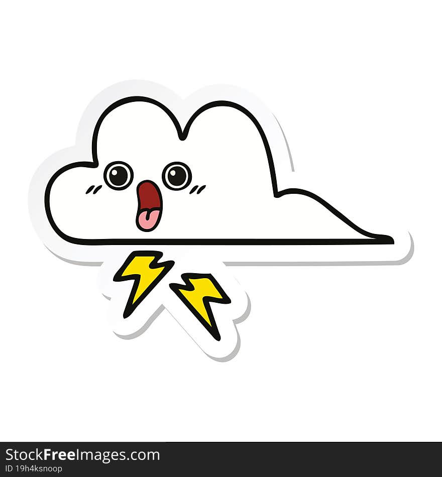 sticker of a cute cartoon storm cloud