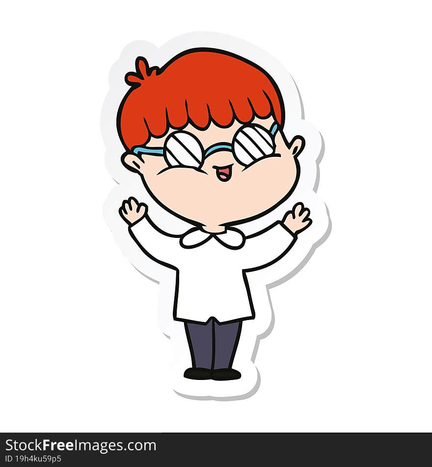 sticker of a cartoon boy wearing spectacles