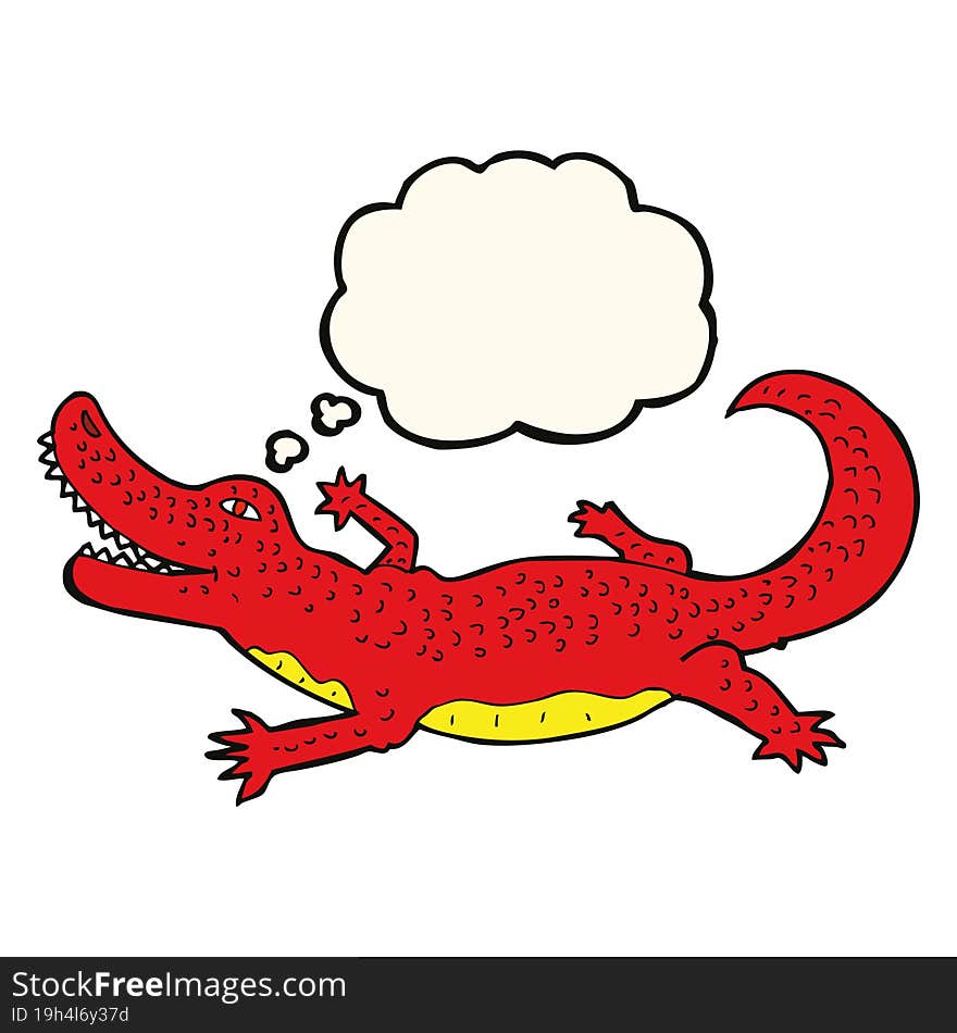 cartoon crocodile with thought bubble