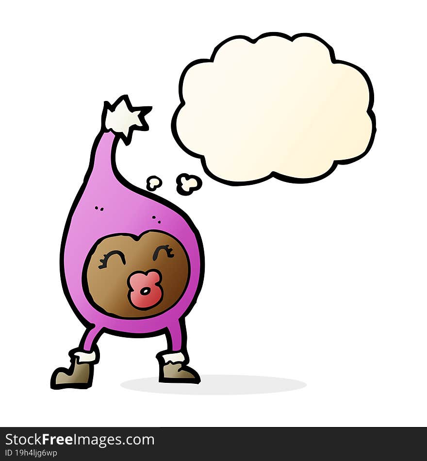 cartoon funny creature with thought bubble