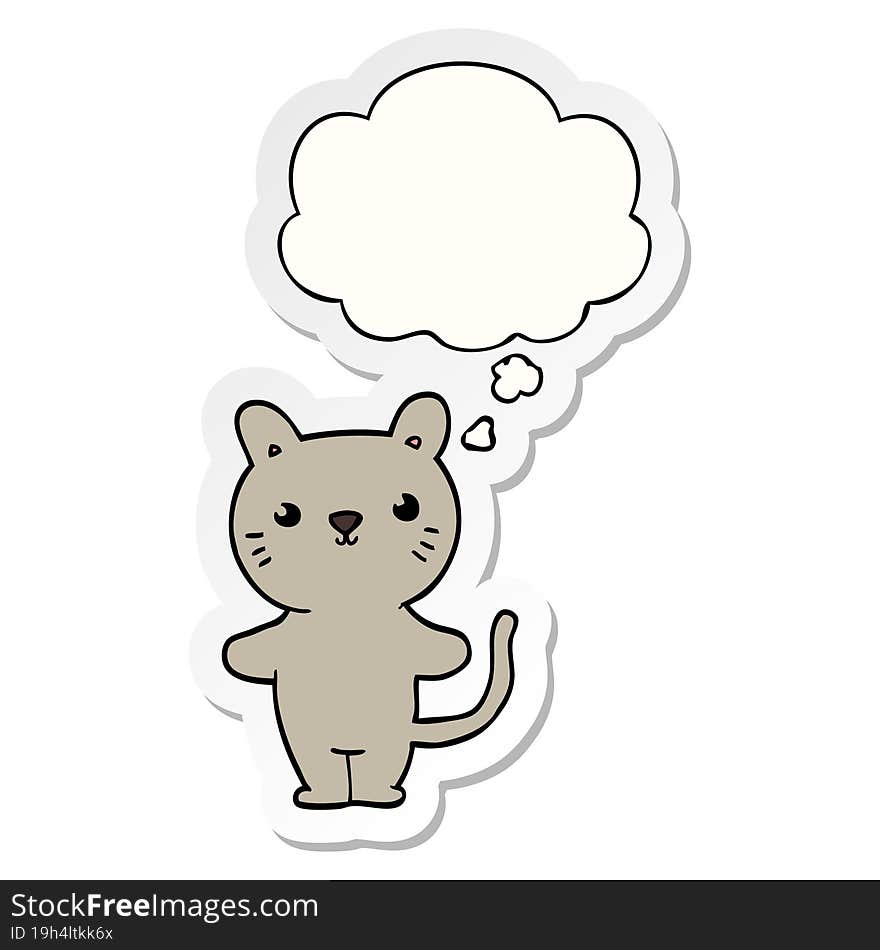 cartoon cat and thought bubble as a printed sticker
