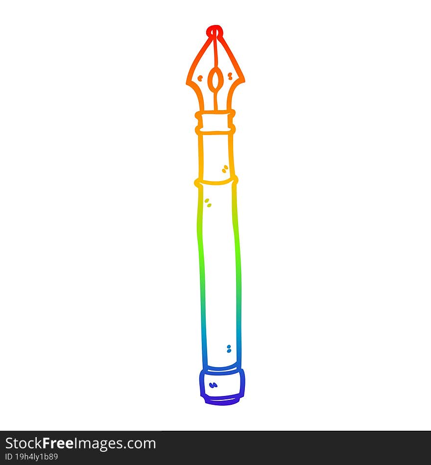 rainbow gradient line drawing cartoon fountain pen