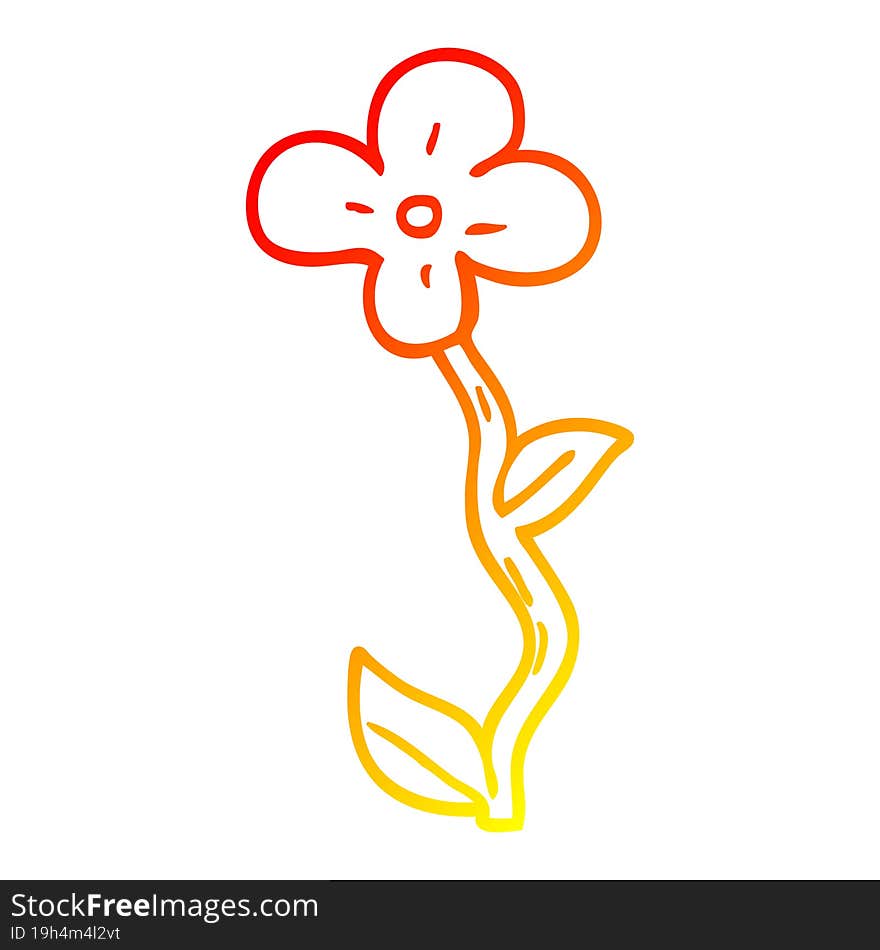 warm gradient line drawing of a cartoon flower