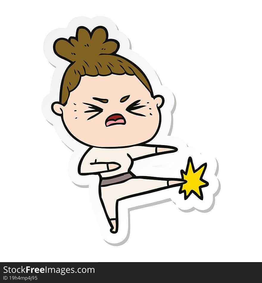 sticker of a cartoon angry woman