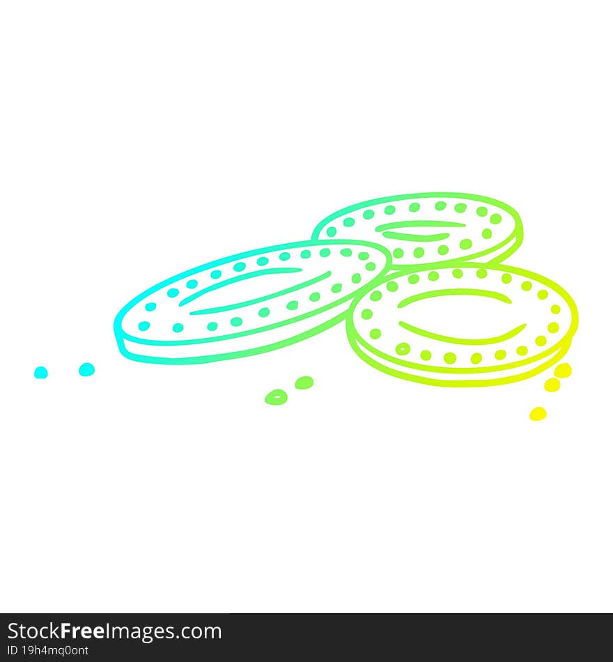 cold gradient line drawing cartoon gold coins