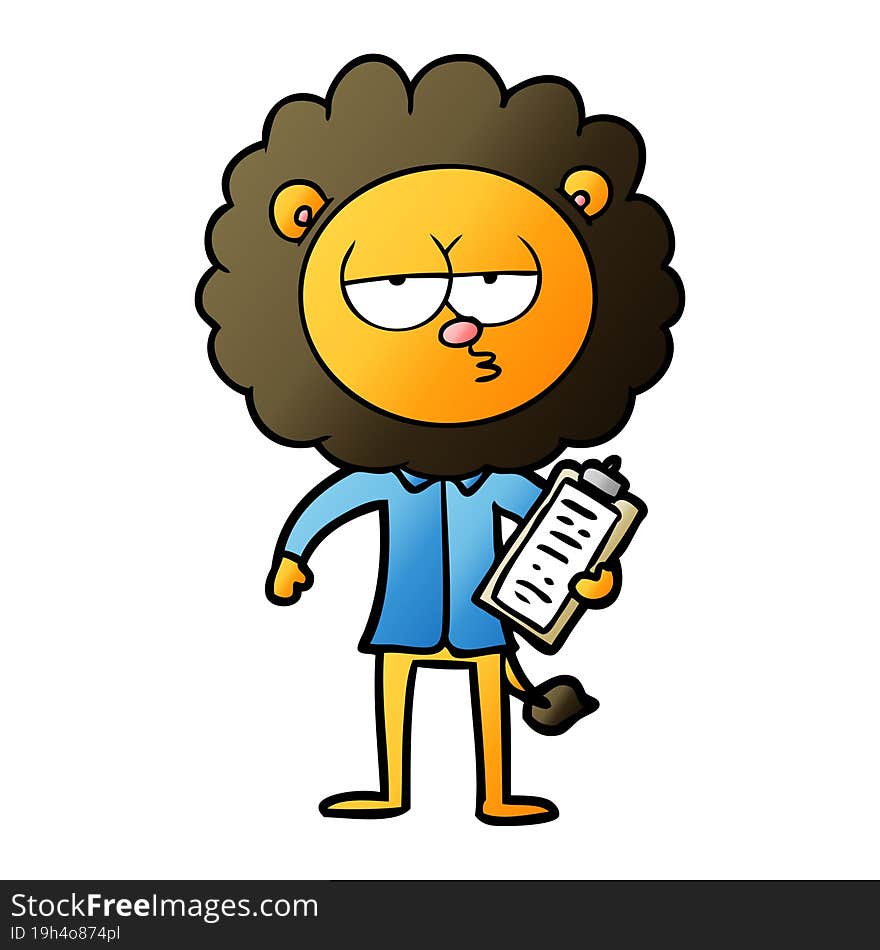 cartoon bored lion manager. cartoon bored lion manager