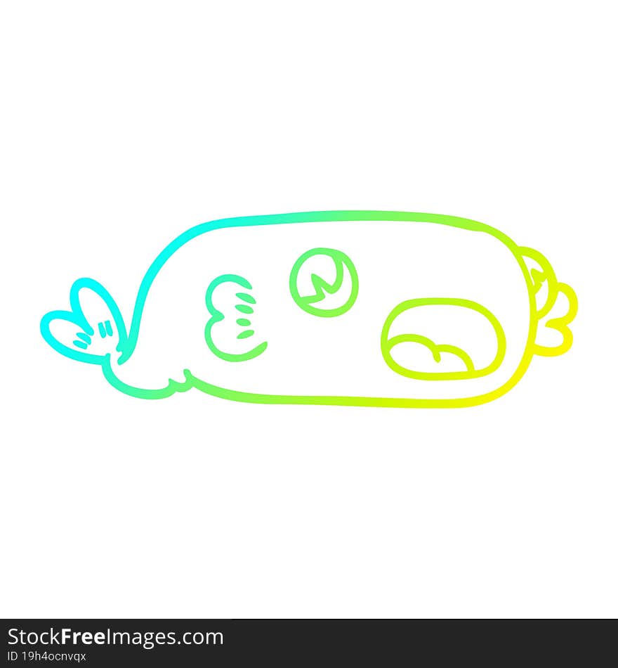 cold gradient line drawing of a cartoon fish