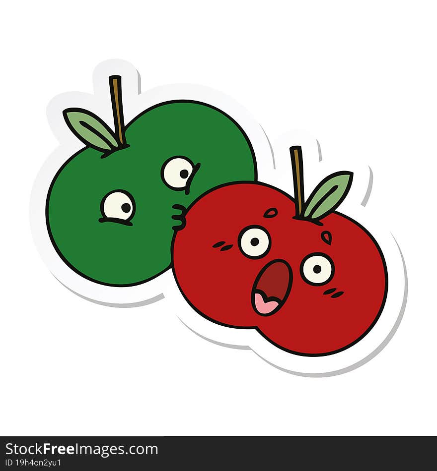 sticker of a cute cartoon pair of apples