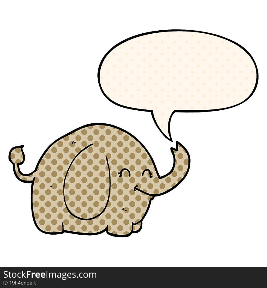 cartoon elephant and speech bubble in comic book style