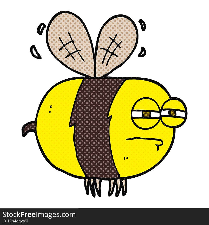 freehand drawn cartoon unhappy bee