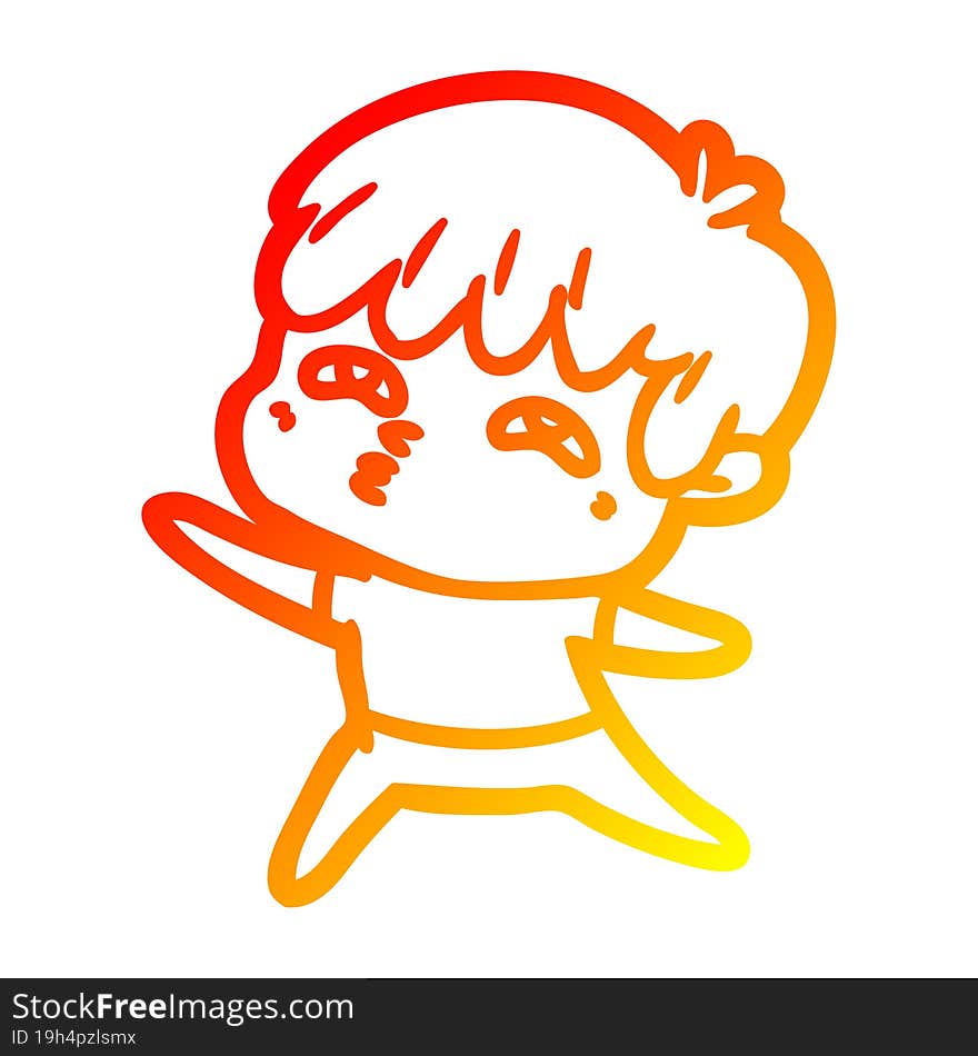 warm gradient line drawing cartoon curious man