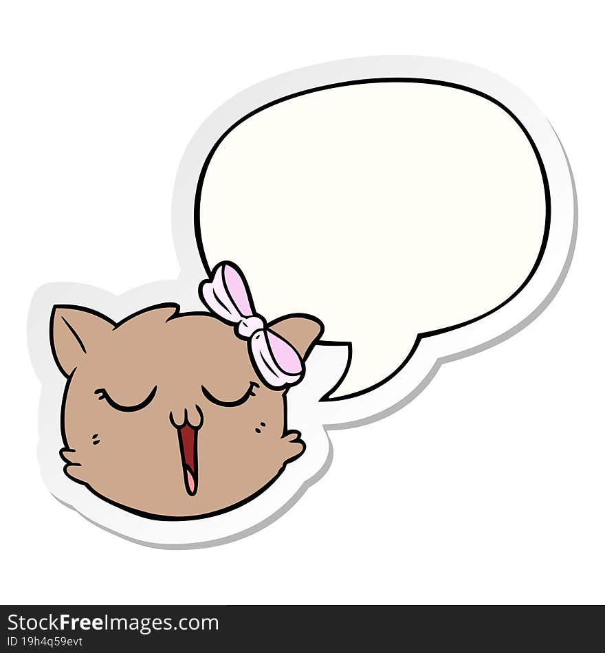 cartoon cat face and speech bubble sticker