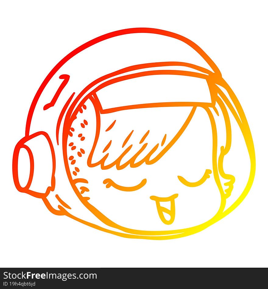 warm gradient line drawing cartoon astronaut face