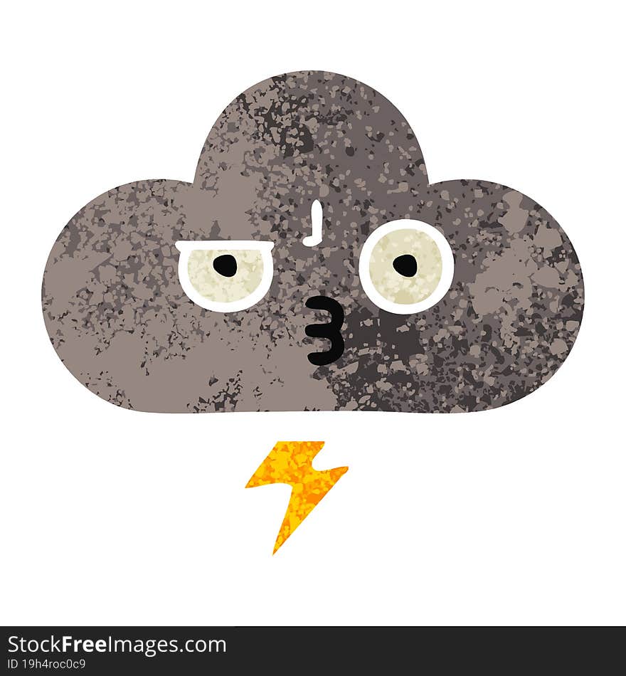 retro illustration style cartoon of a storm cloud