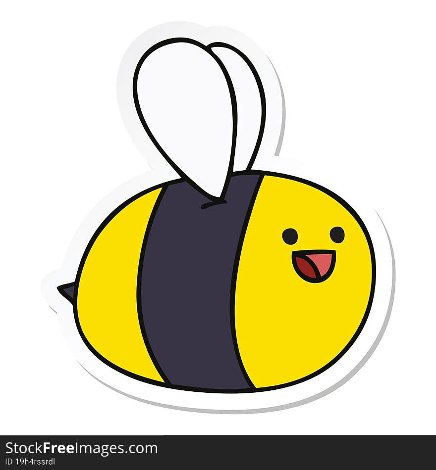 sticker of a quirky hand drawn cartoon bumblebee