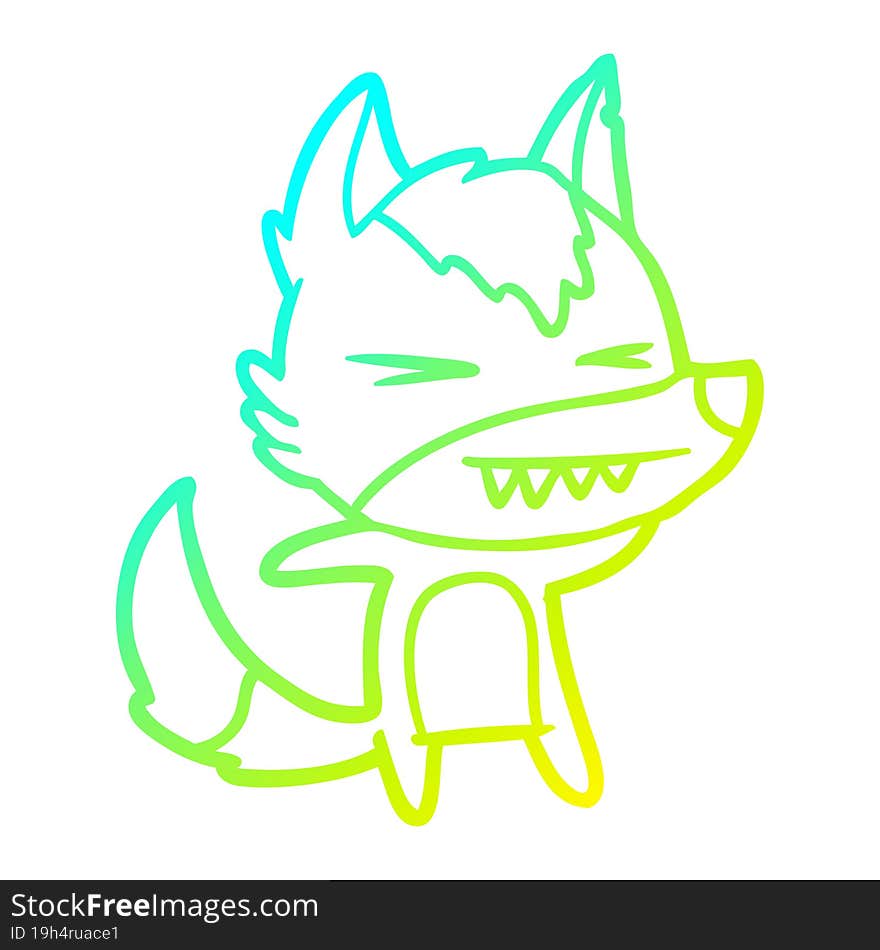 Cold Gradient Line Drawing Angry Wolf Cartoon