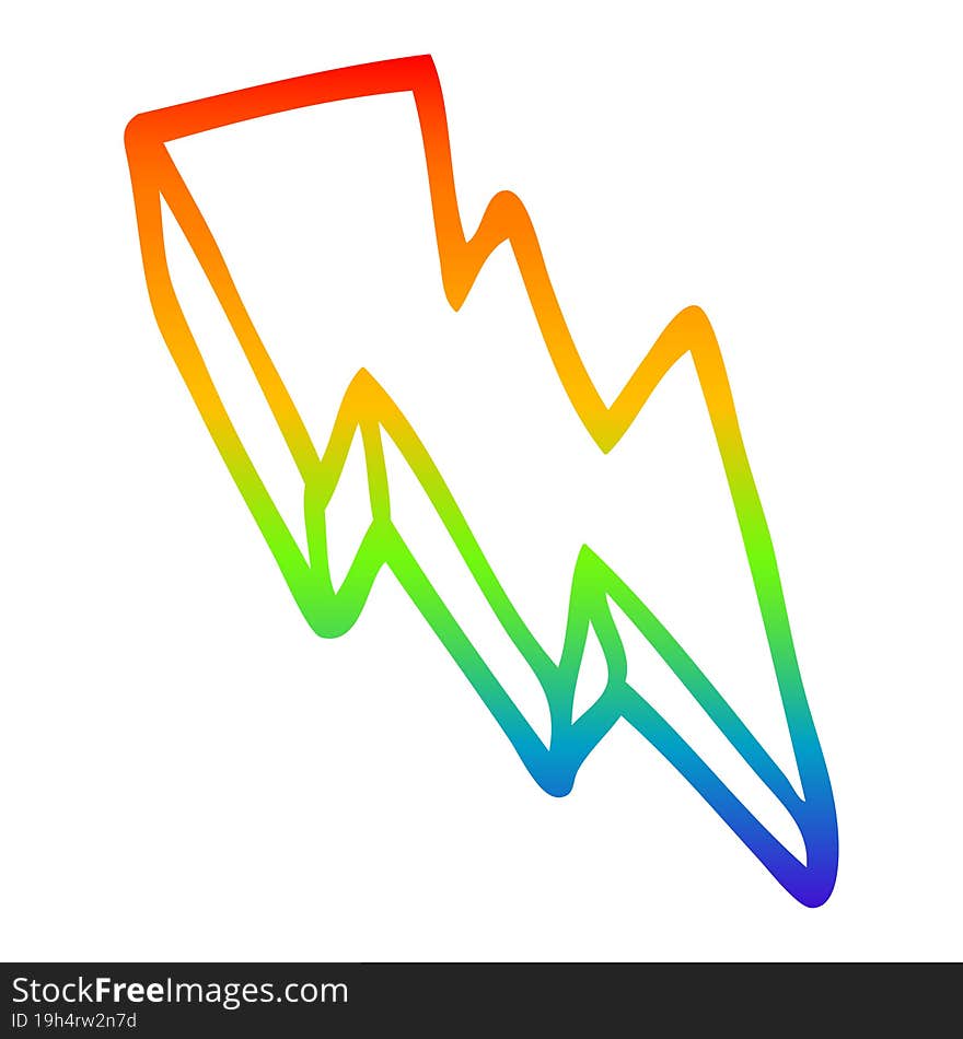 rainbow gradient line drawing cartoon lightning bolt