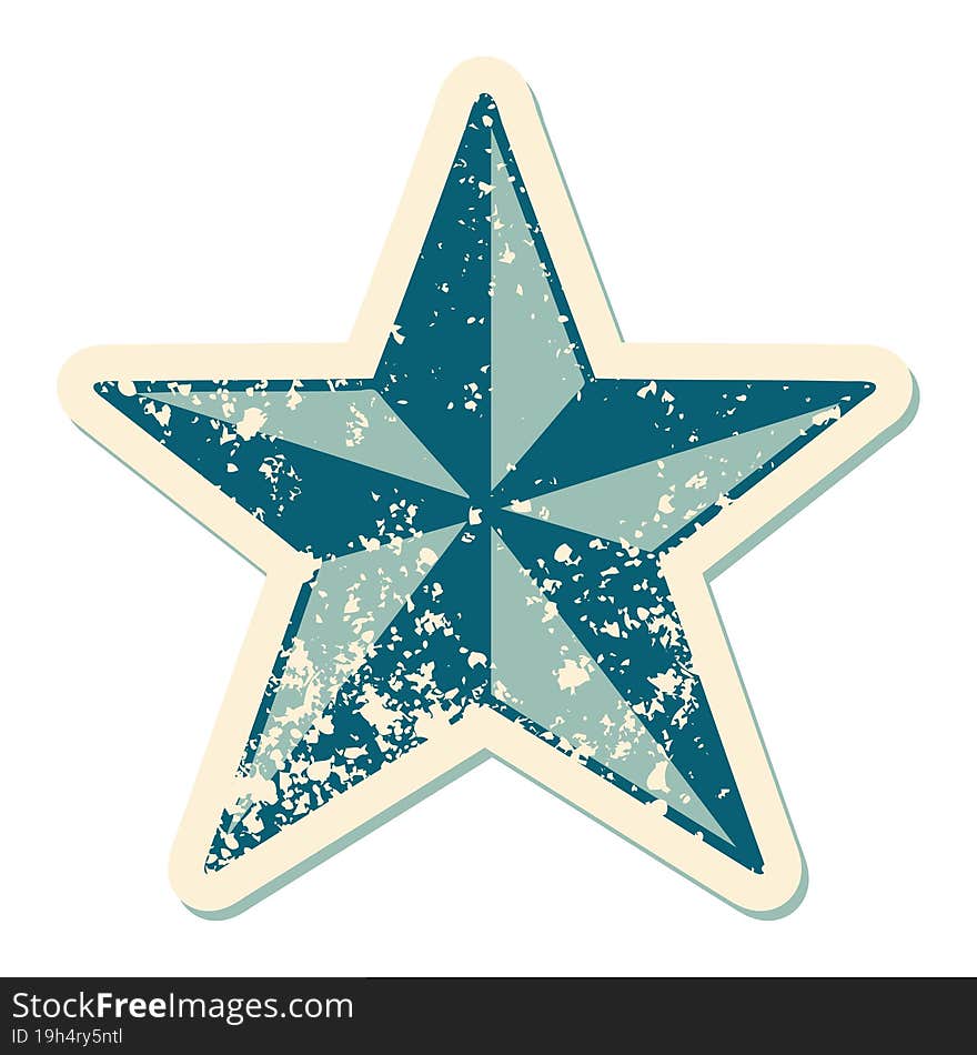 distressed sticker tattoo style icon of a star