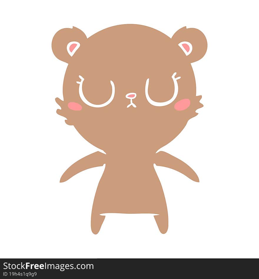 peaceful flat color style cartoon bear cub