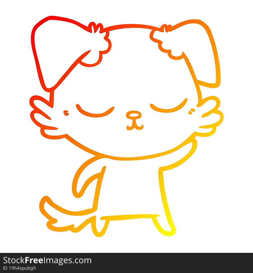 Warm Gradient Line Drawing Cute Cartoon Dog