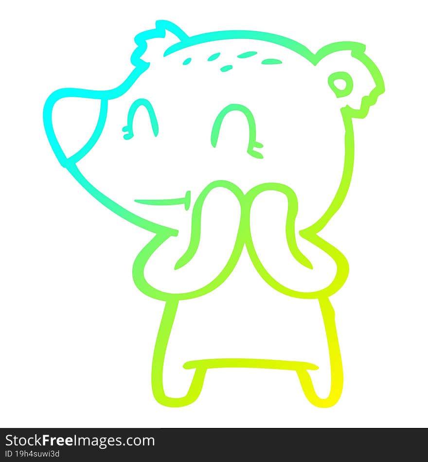 cold gradient line drawing smiling bear cartoon