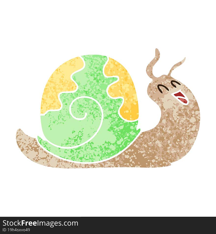 quirky retro illustration style cartoon snail