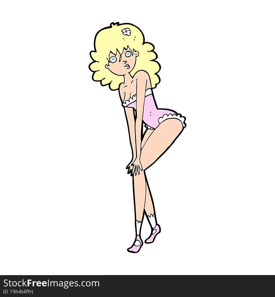 cartoon woman in lingerie