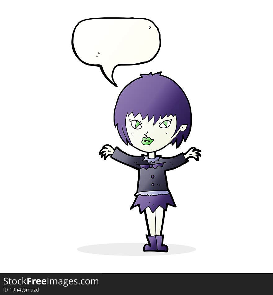 Cartoon Vampire Girl With Speech Bubble