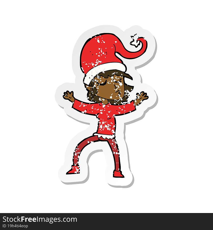 retro distressed sticker of a santas helper cartoon