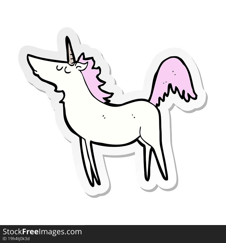 sticker of a cartoon unicorn