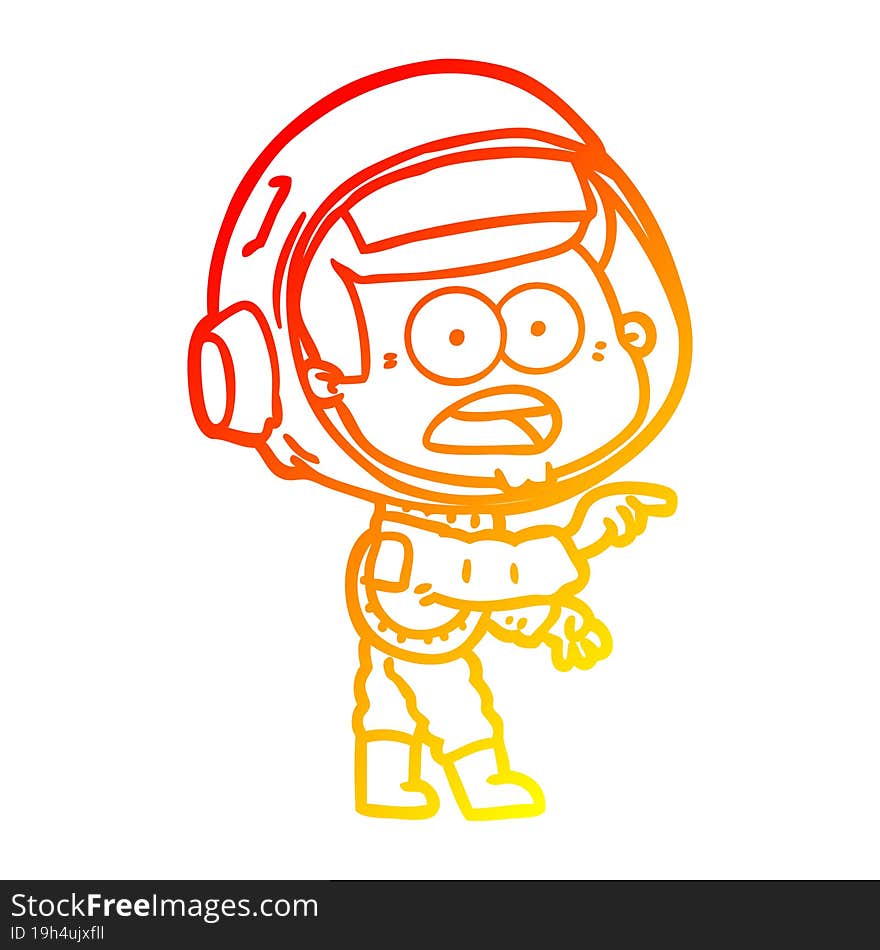 warm gradient line drawing cartoon surprised astronaut