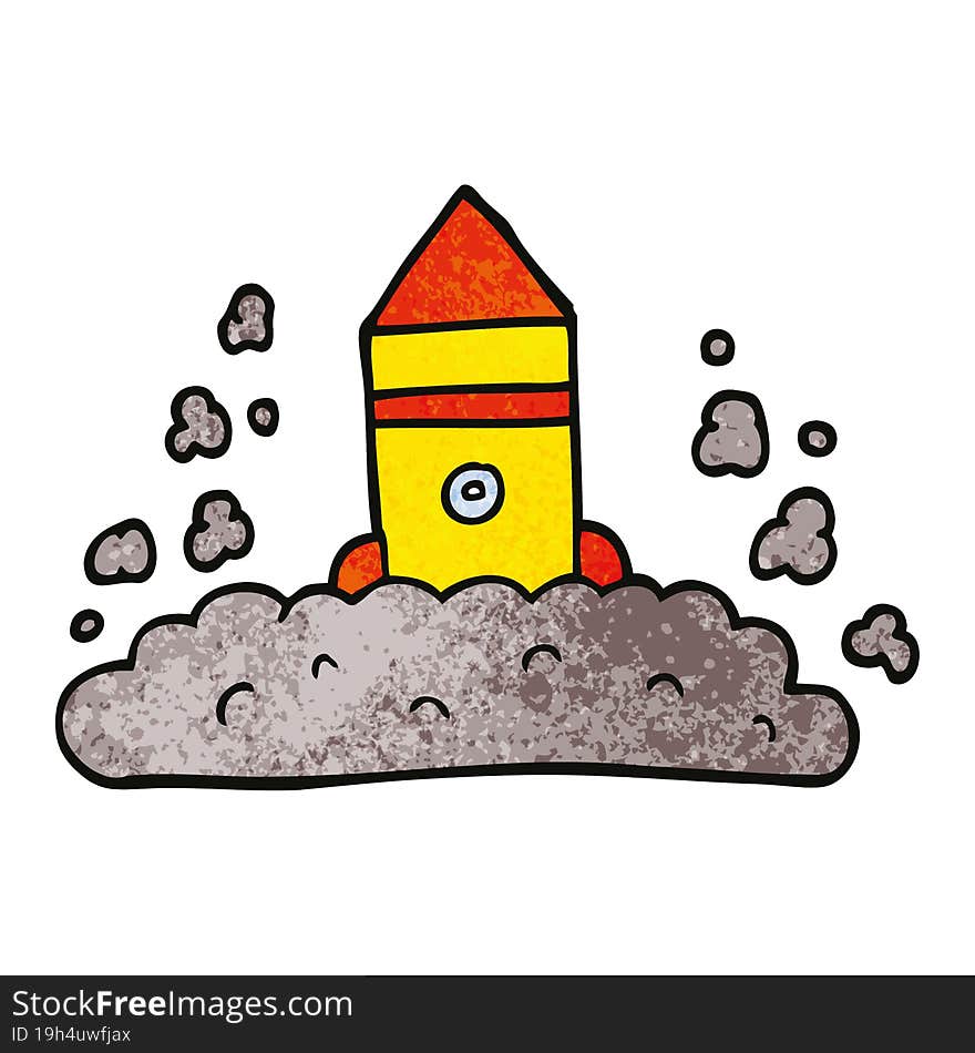 Cartoon Doodle Rocket Launching