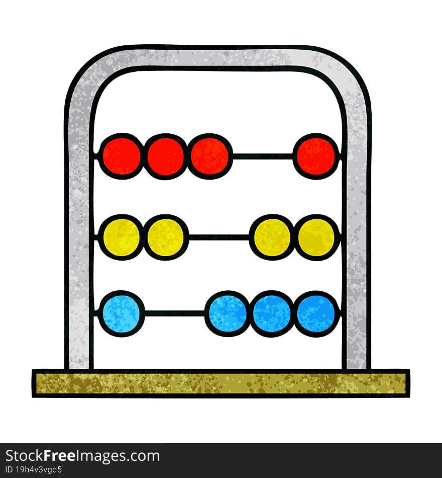 retro grunge texture cartoon of a maths abacus