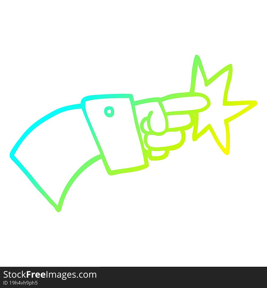 cold gradient line drawing cartoon pointing hand icon