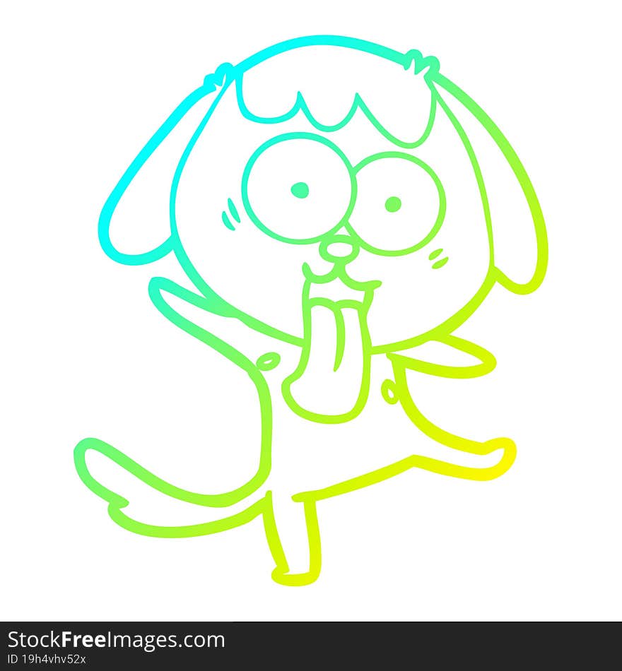 cold gradient line drawing of a cute cartoon dog