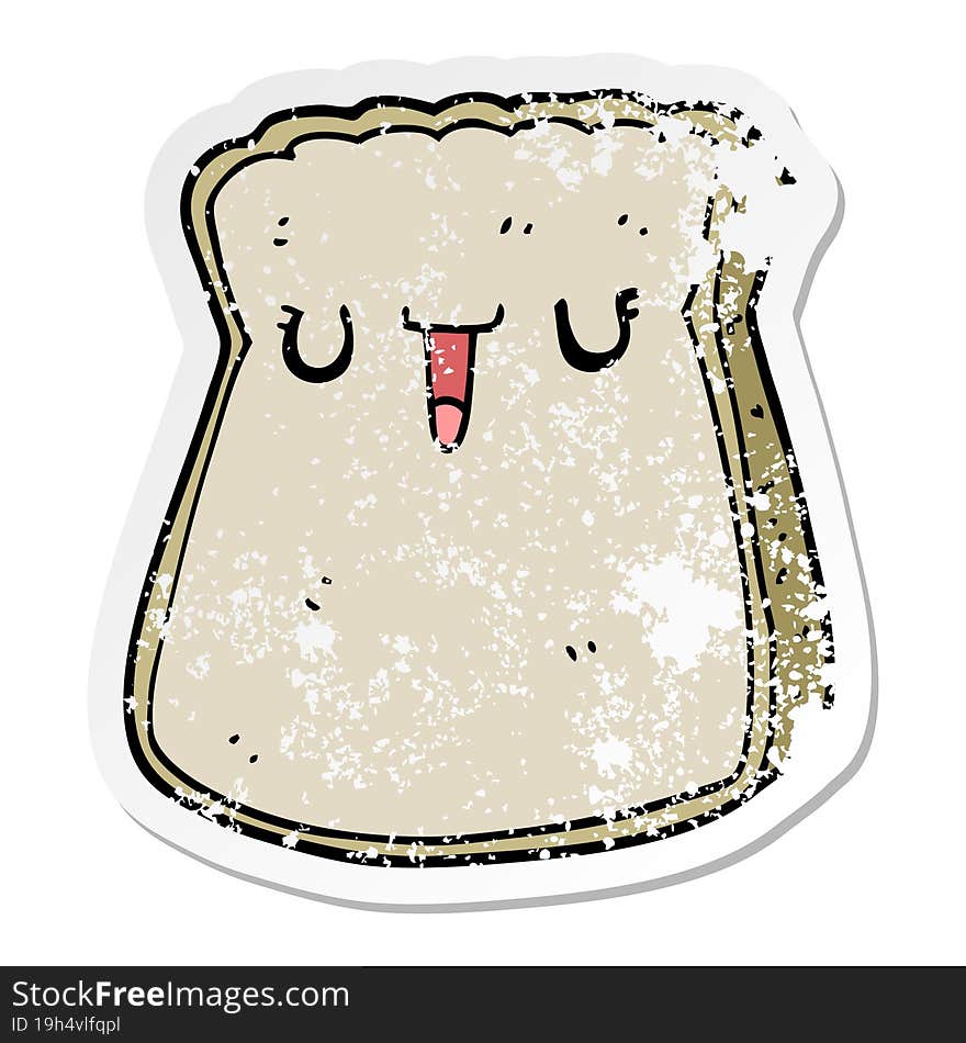 distressed sticker of a cartoon slice of bread