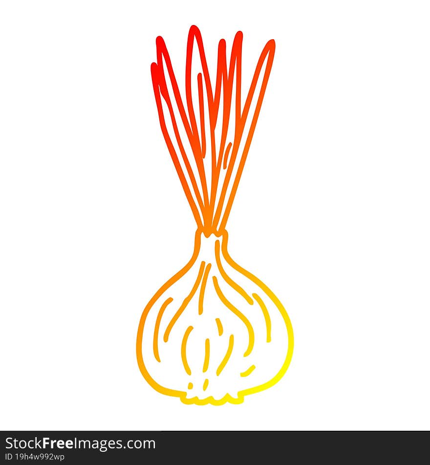 warm gradient line drawing of a cartoon sprouting onion